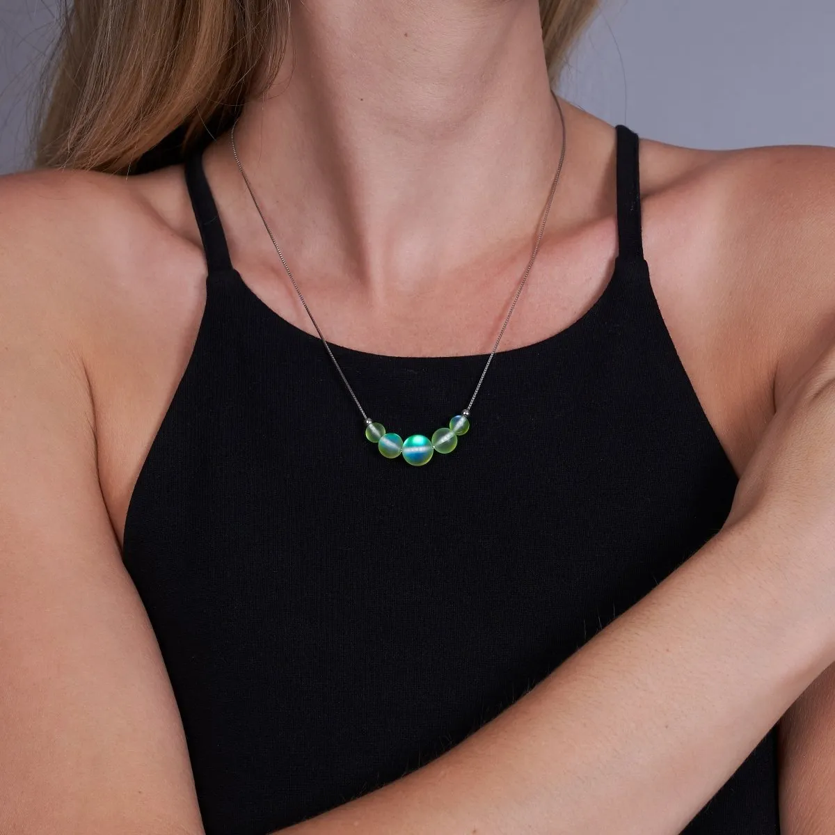 Emerald | .925 Sterling Silver | Mermaid Glass Infinity Clasp Necklace