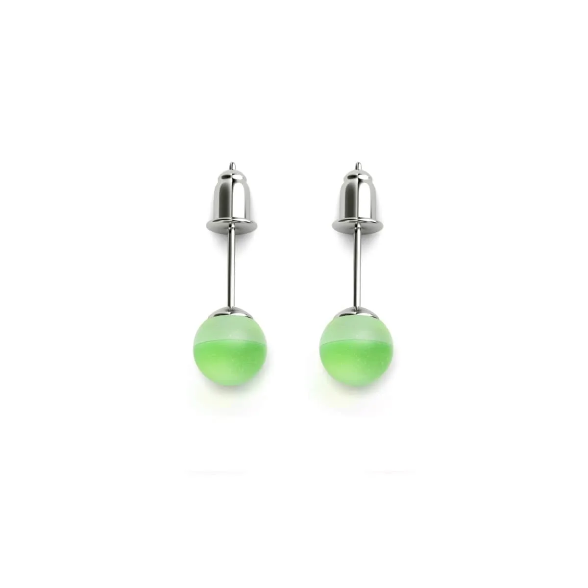 Emerald | .925 Sterling Silver | Mermaid Glass Mini Stud Earrings