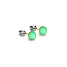 Emerald | .925 Sterling Silver | Mermaid Glass Mini Stud Earrings