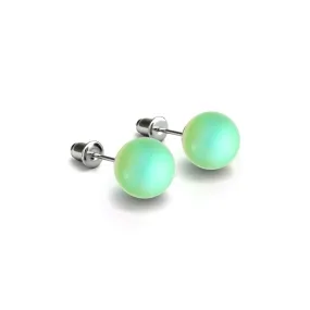 Emerald | .925 Sterling Silver | Mermaid Glass Stud Earrings