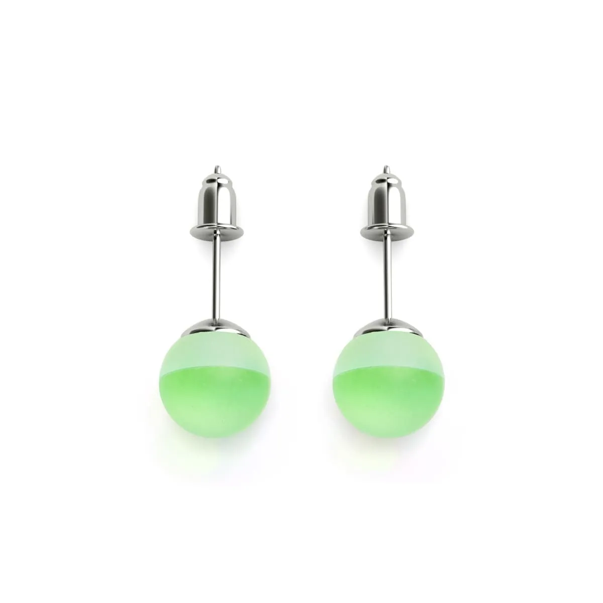 Emerald | .925 Sterling Silver | Mermaid Glass Stud Earrings