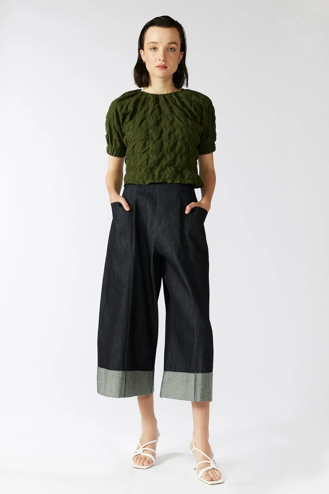 FERNERY TOP [ Green Cotton, Short Sleeves ]