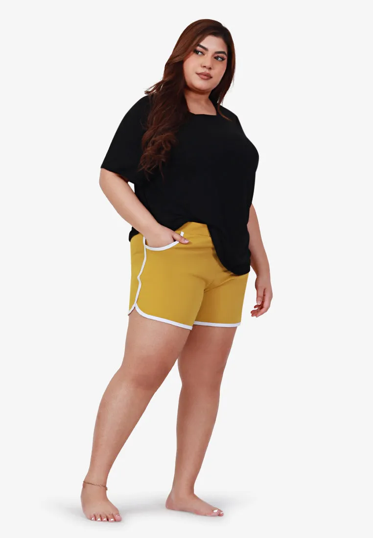 Fonda Plus Size Retro Shorts - Peach