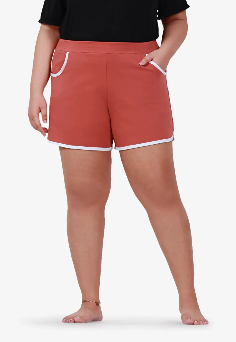 Fonda Plus Size Retro Shorts - Peach