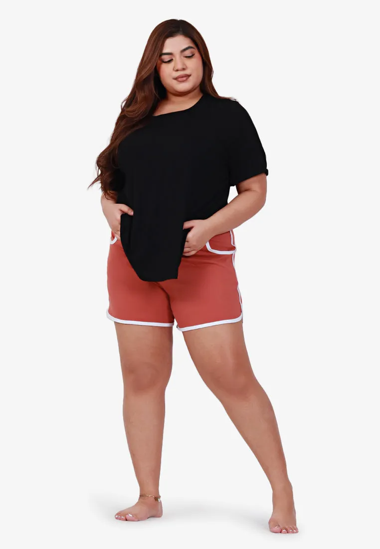 Fonda Plus Size Retro Shorts - Peach