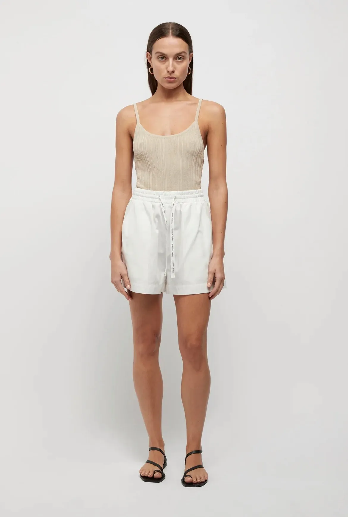 Friend Of Audrey Reflection Ribbed Knit Singlet - Sand