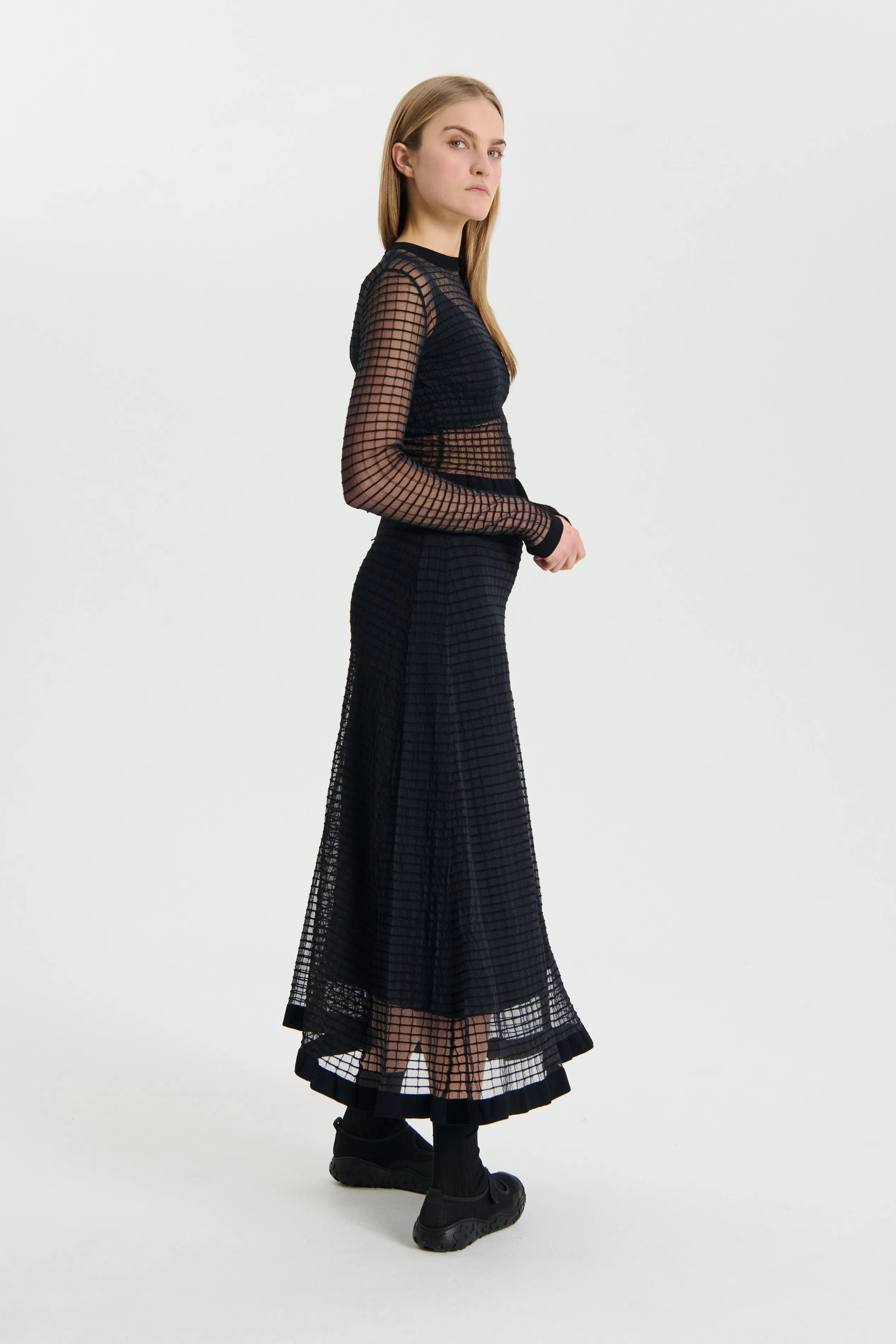 GEMMA | SKIRT MATISSE SHEER GRID BLACK