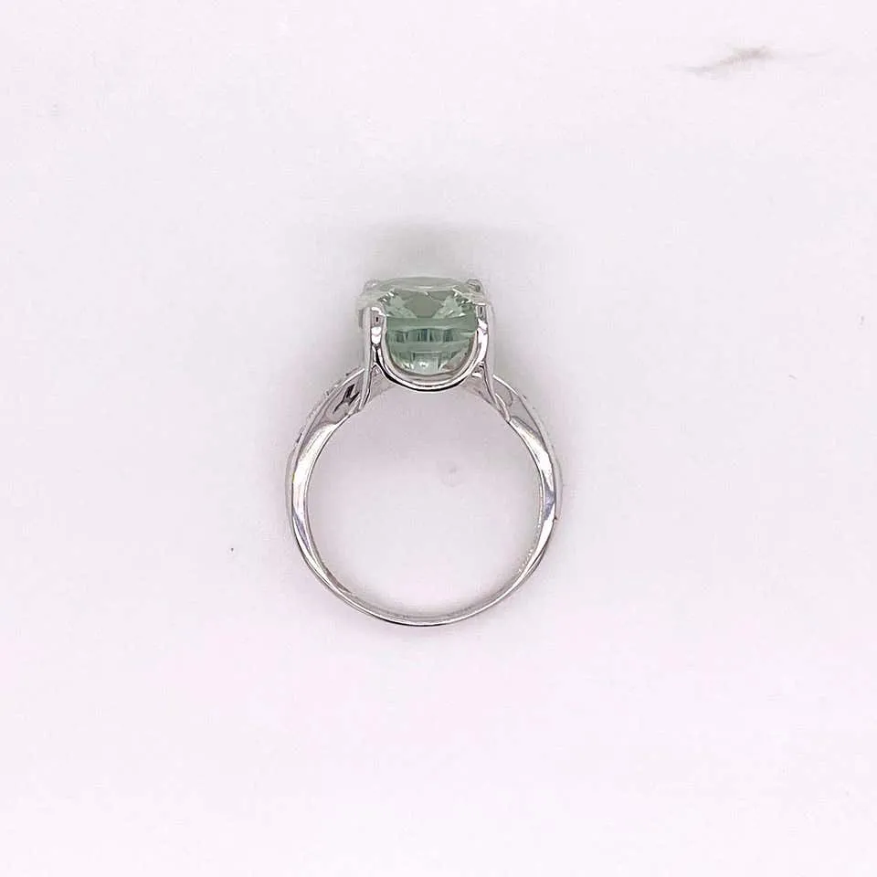 Green Amethyst and Diamond Ring