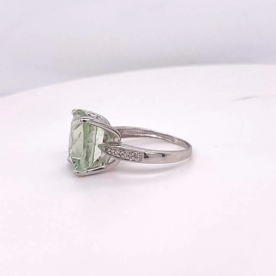 Green Amethyst and Diamond Ring