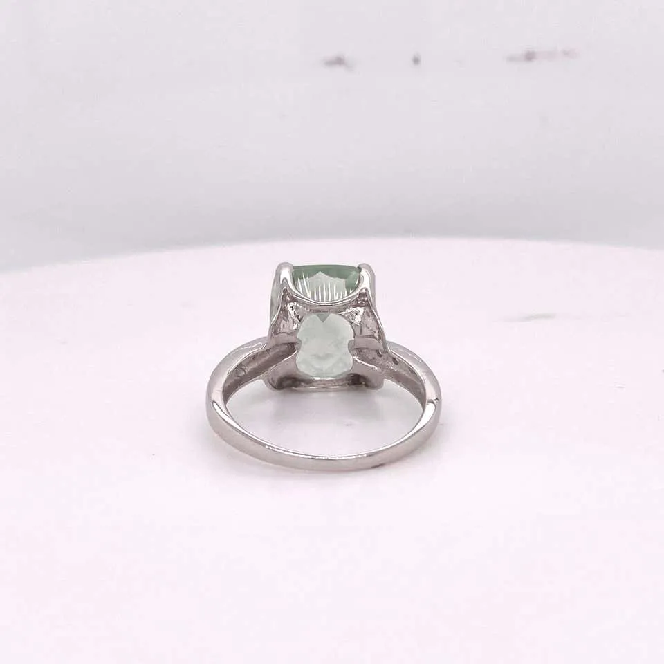 Green Amethyst and Diamond Ring