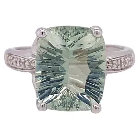 Green Amethyst and Diamond Ring