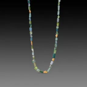 Green Tourmaline Necklace with 22k Beads