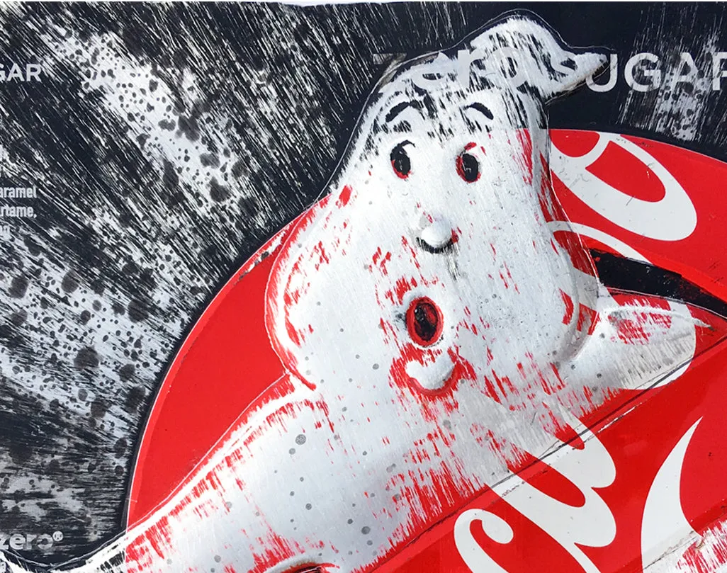 Hand Signed PRINT by Chris Duncan, GHOSTBUSTERS on COKE ZERO Can