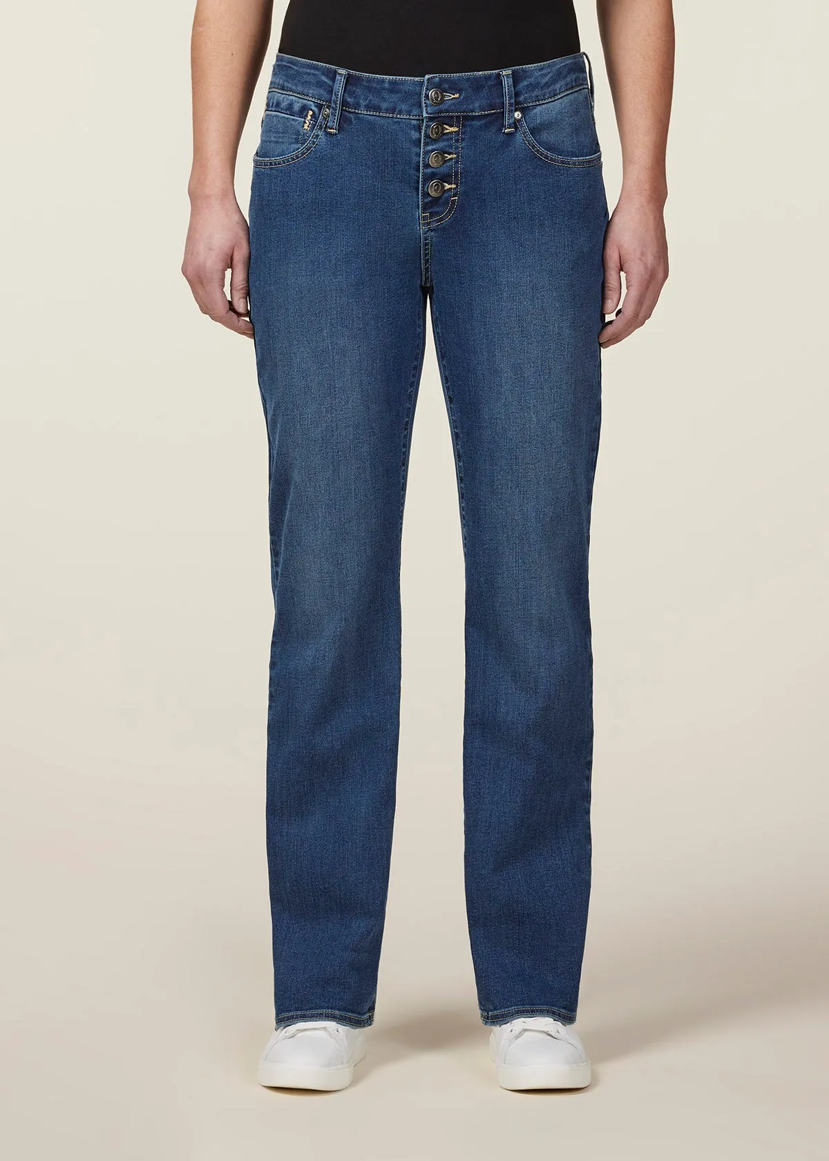 In Motion Button Fly Straight Leg Jean