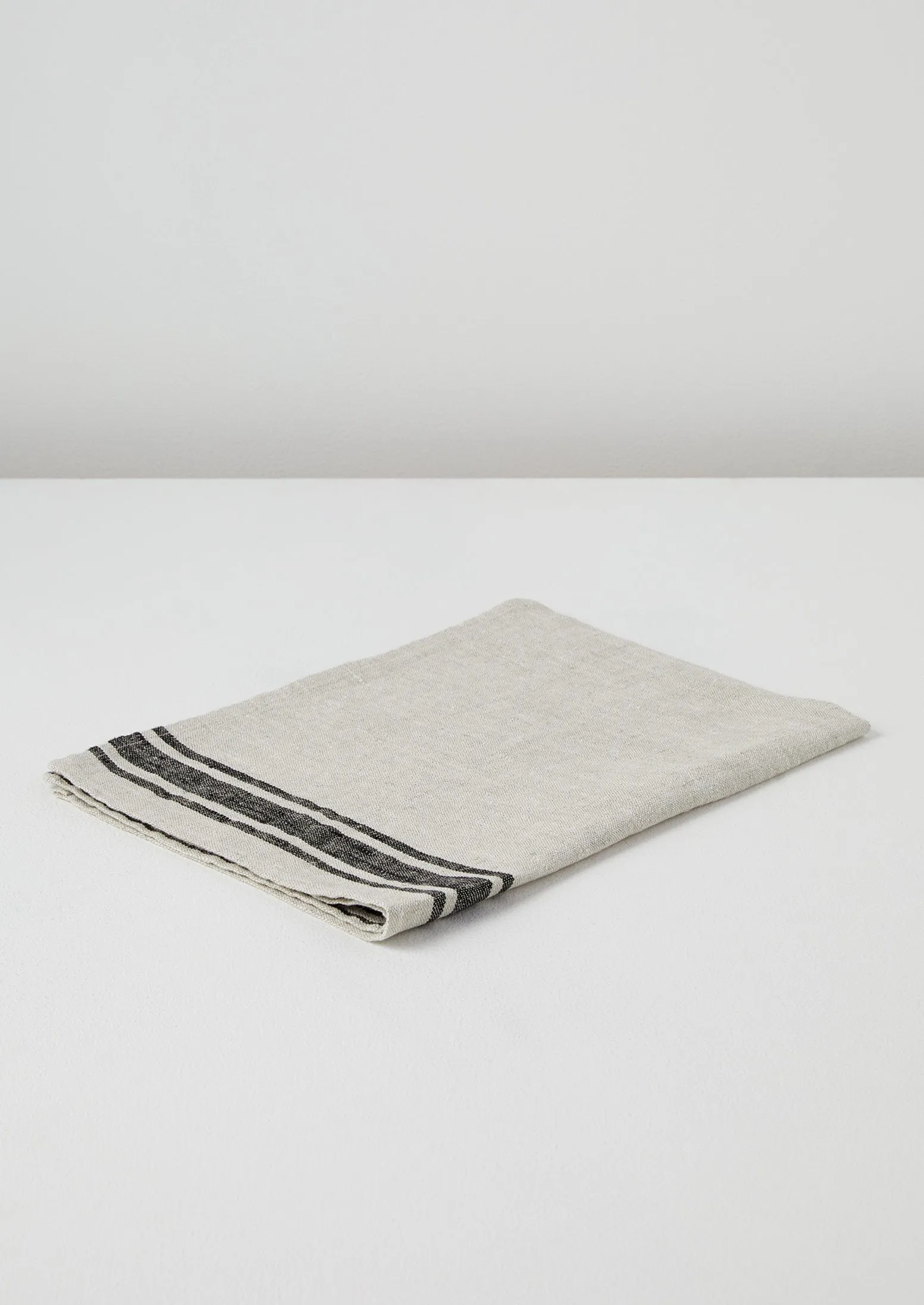 Irregular Stripe Linen Tea Towel | Natural/Black