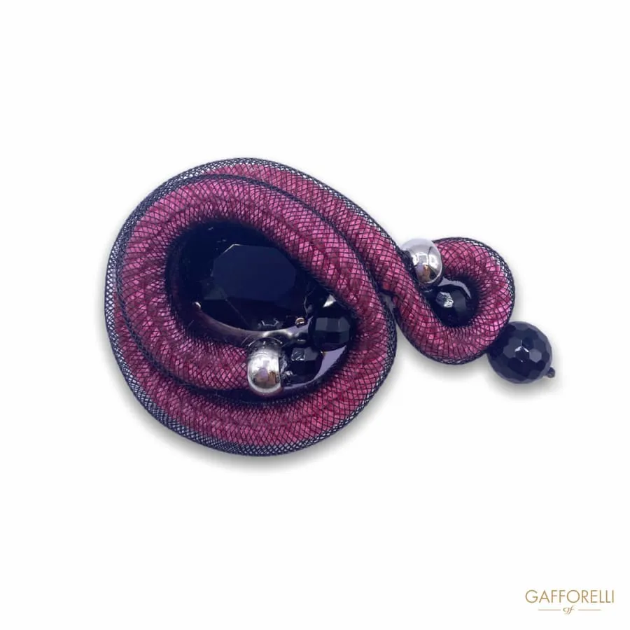 Irregularly Shaped Interwoven Brooch with Rope, Net End Stones H227 - Gafforelli Srl