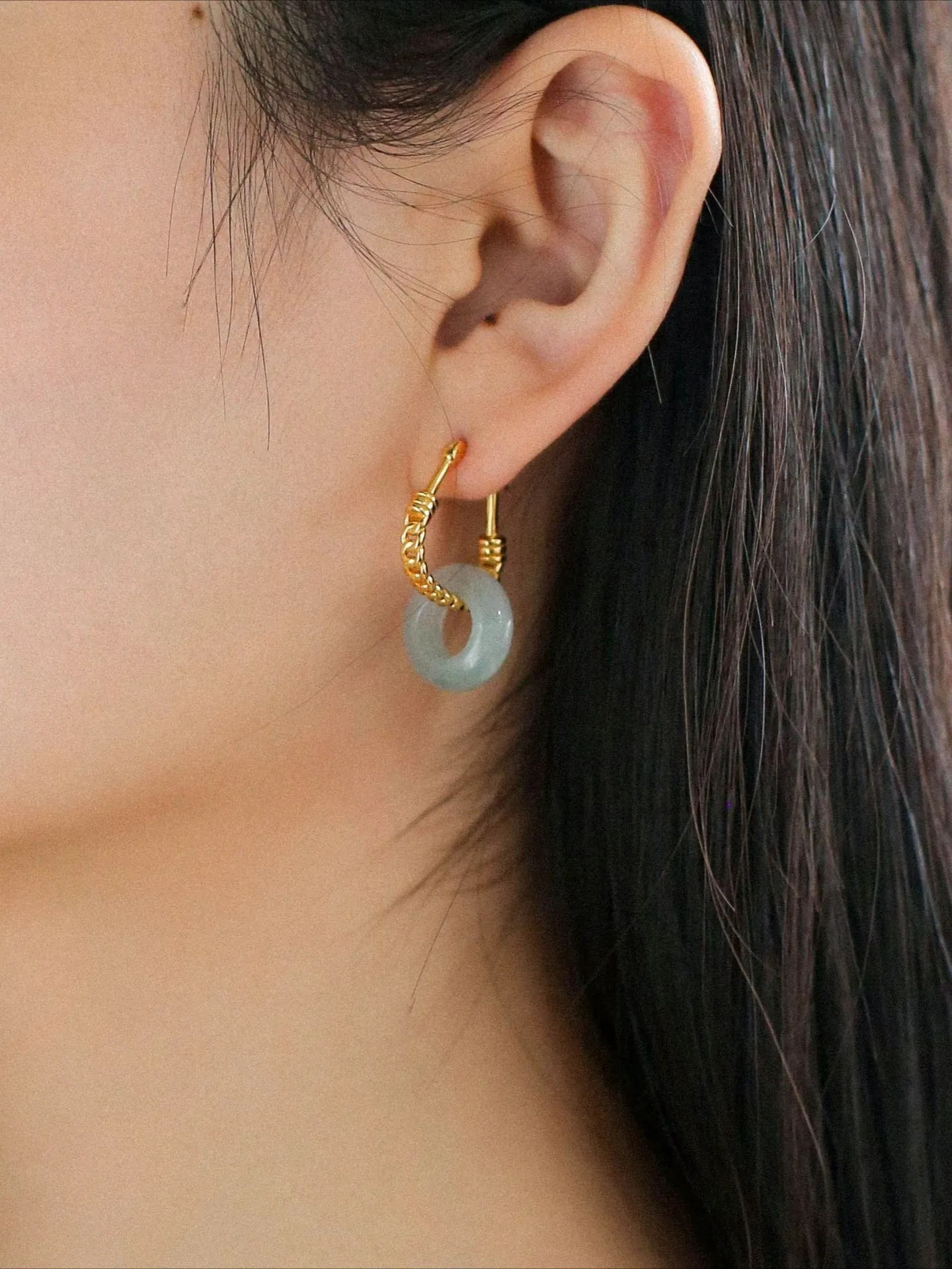 Jade Fusion Hoop Earrings