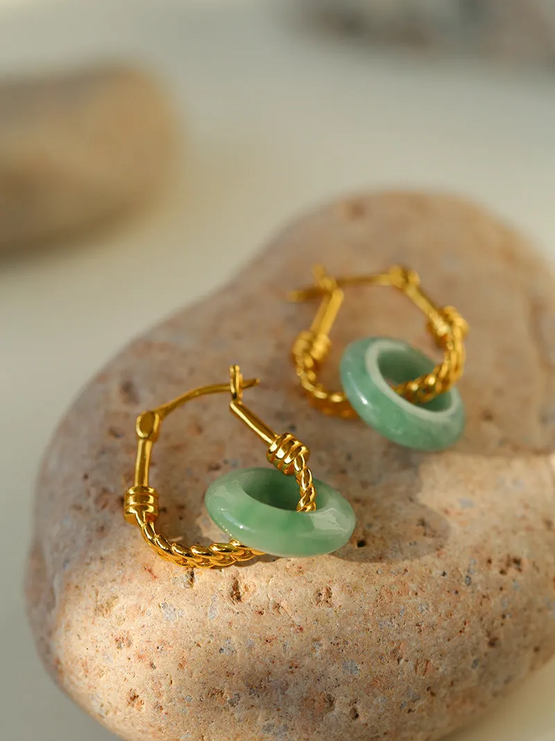 Jade Fusion Hoop Earrings