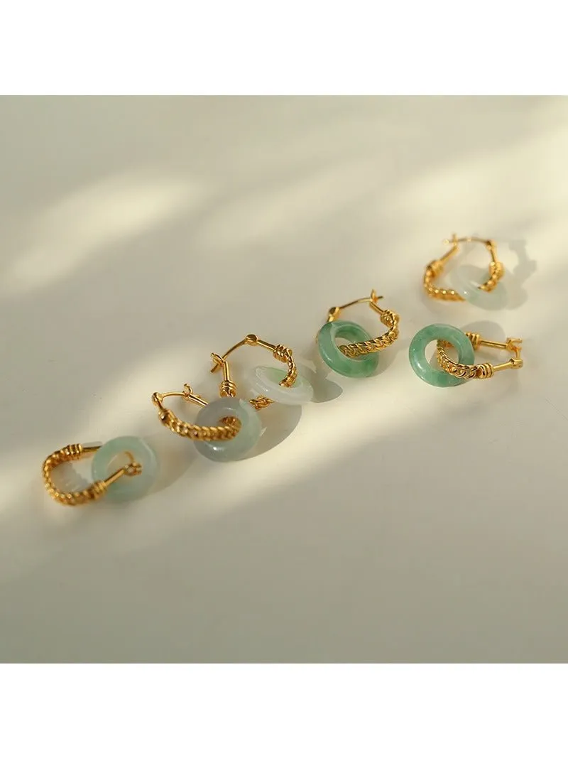 Jade Fusion Hoop Earrings