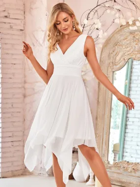 Knee Length Chiffon Bridesmaid Dress with Irregular Hem