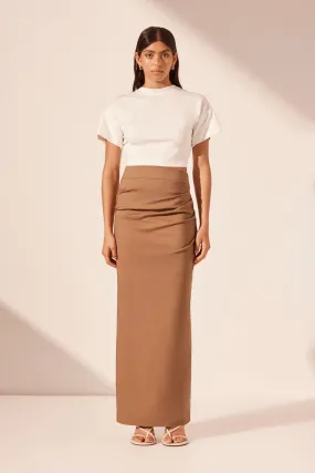 LANI DRAPED MAXI SKIRT - CINNAMON