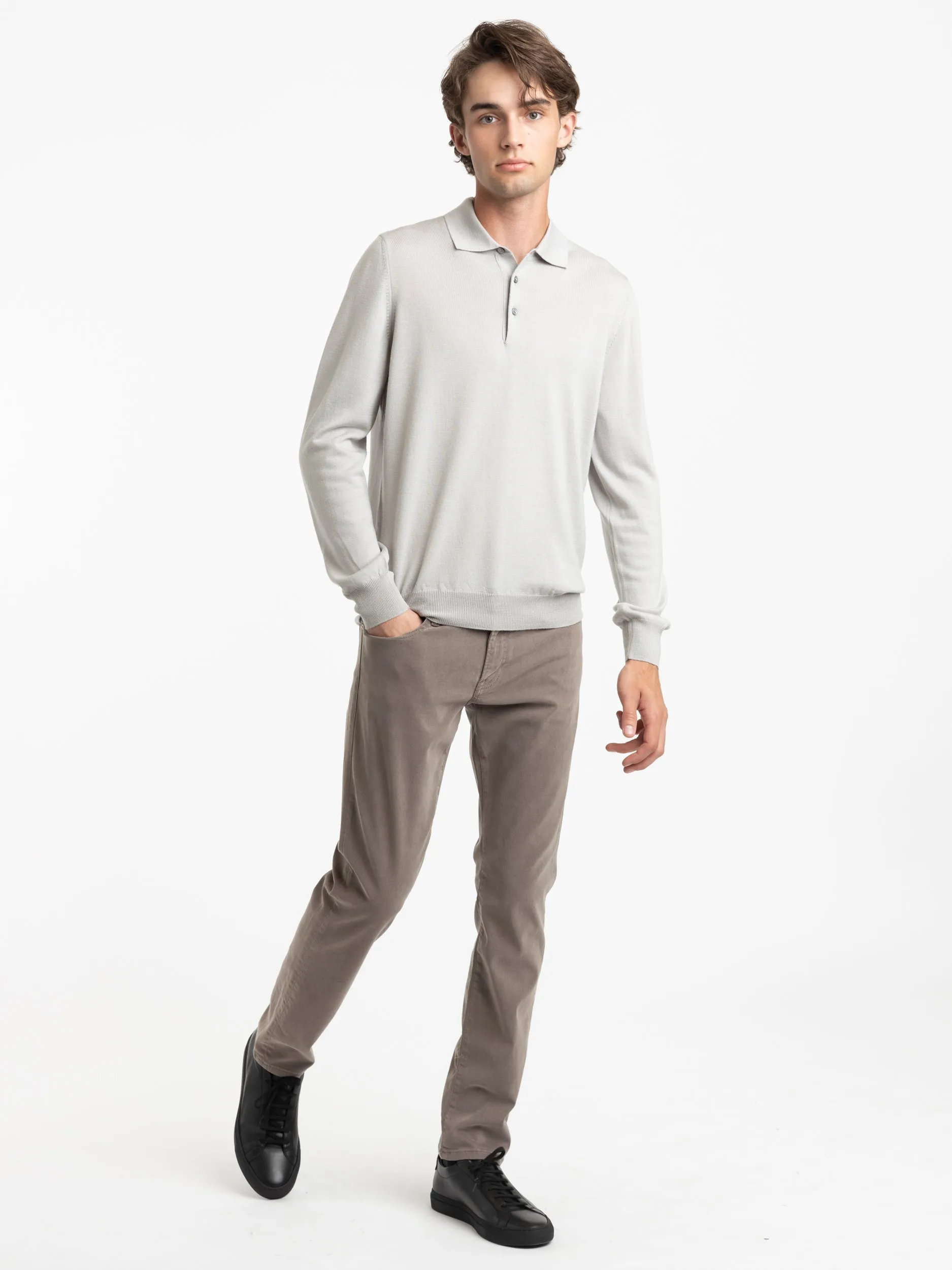 L'Homme Slim Brushed Twill Jeans in Dusty Grey