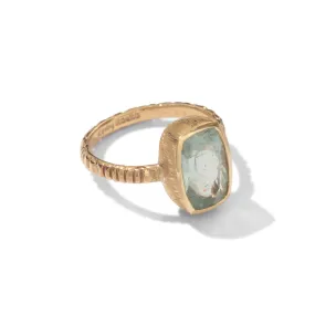 Linea Ring, Aquamarine, 9kt Yellow Gold