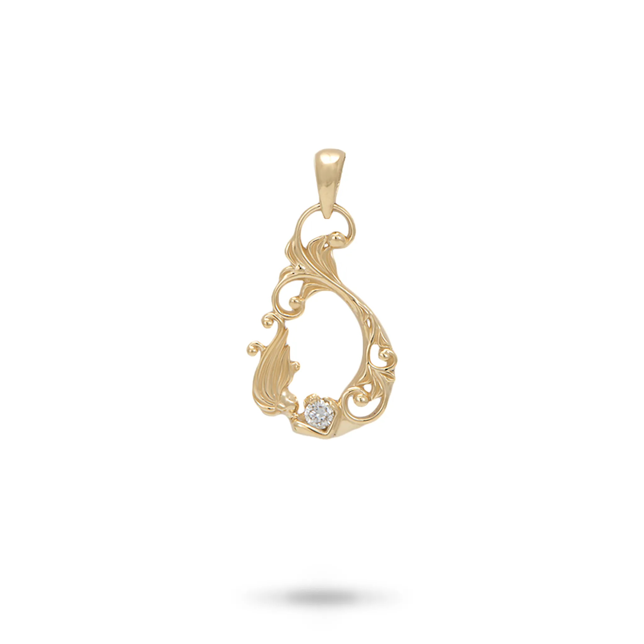 Living Heirloom Mermaid Pendant in Gold with Diamonds - 19mm