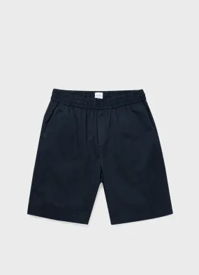 Men's Cotton Linen Drawstring Shorts in Navy