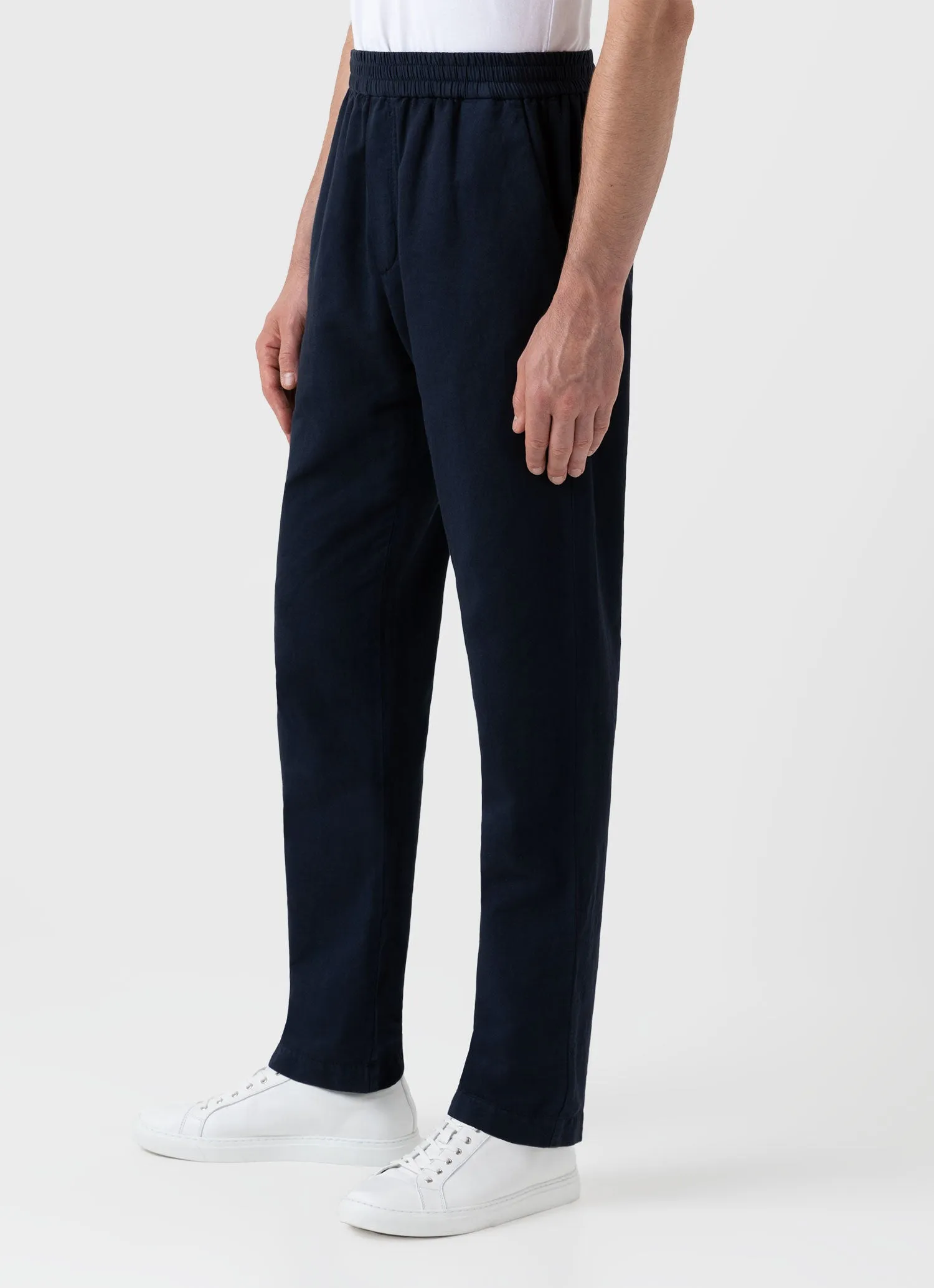 Men's Cotton Linen Drawstring Trouser in Navy