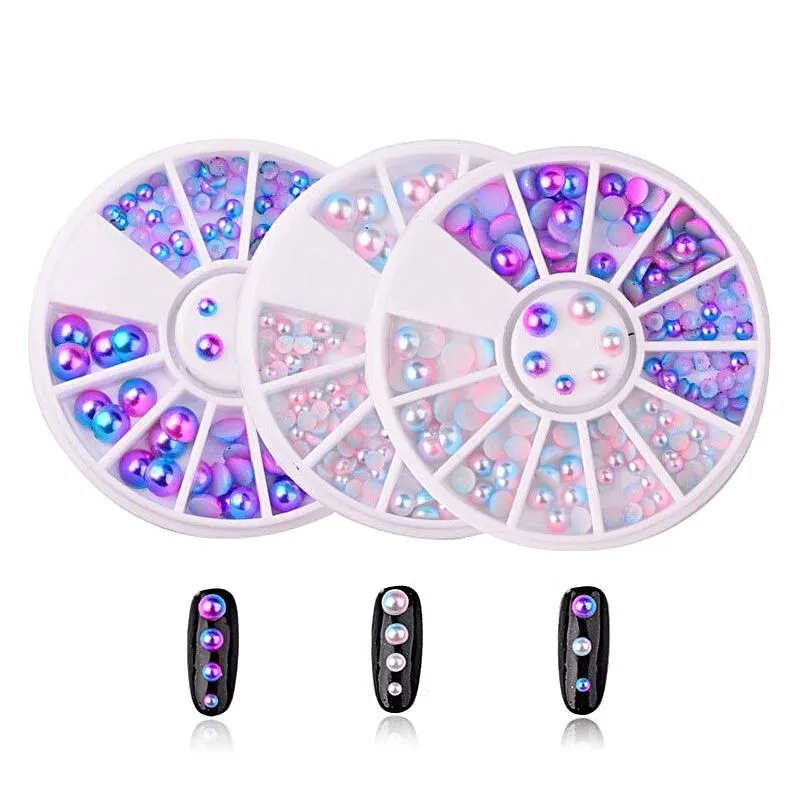 Mermaid Half Pearls Mixed Sizes Nail Art Decoration Wheel