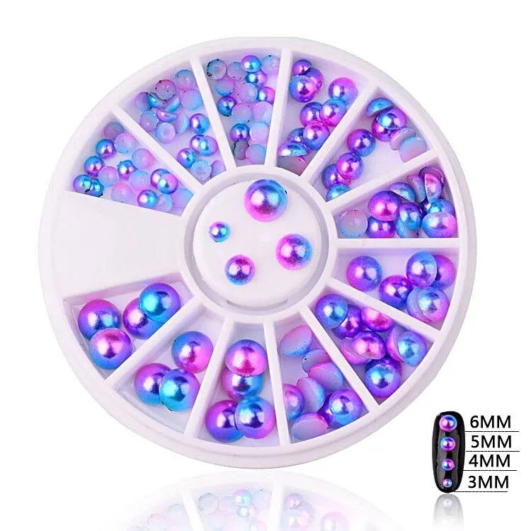 Mermaid Half Pearls Mixed Sizes Nail Art Decoration Wheel