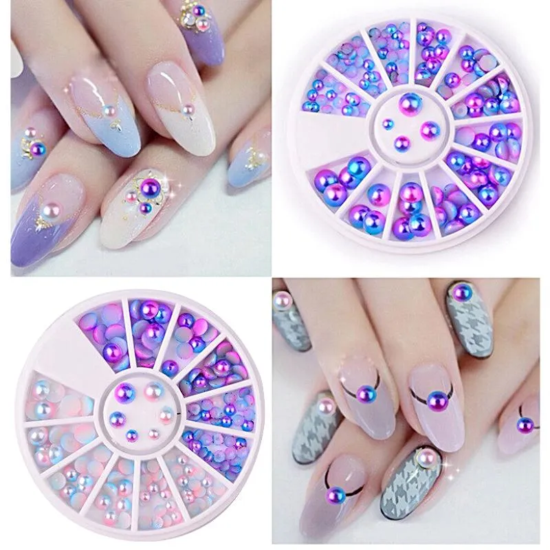 Mermaid Half Pearls Mixed Sizes Nail Art Decoration Wheel