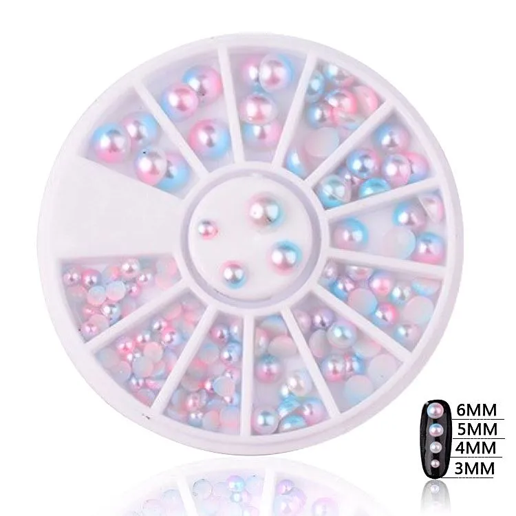 Mermaid Half Pearls Mixed Sizes Nail Art Decoration Wheel