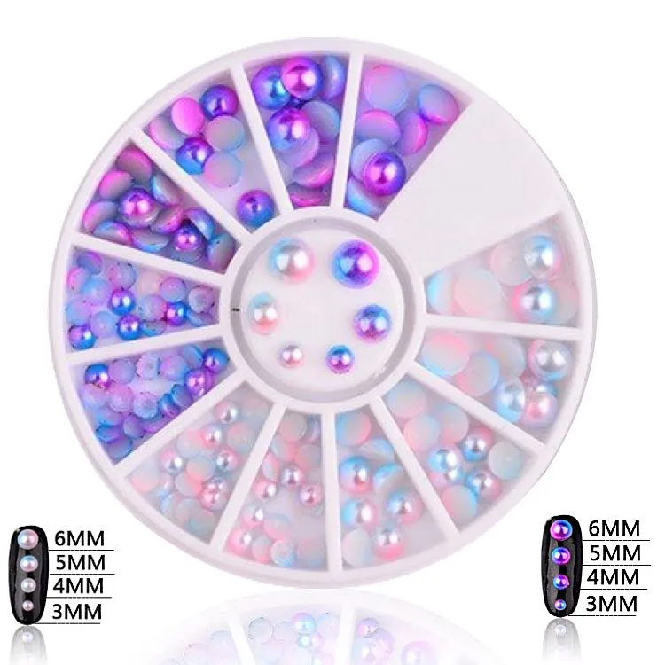 Mermaid Half Pearls Mixed Sizes Nail Art Decoration Wheel