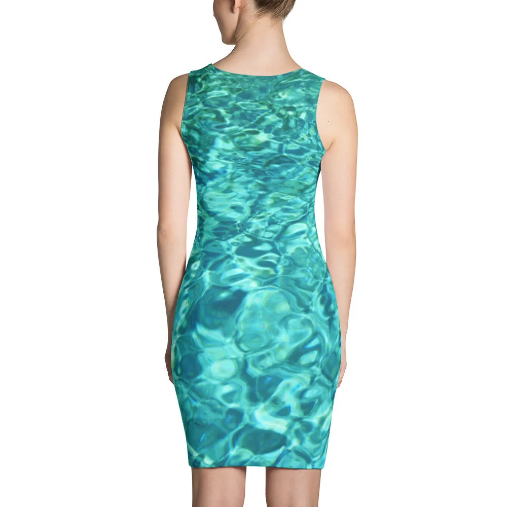 Mermaid Spandex Dress - STYLE Bodycon - COLOR Pool Blue Water