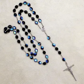 Mid-Century AB Black Rosary Beads