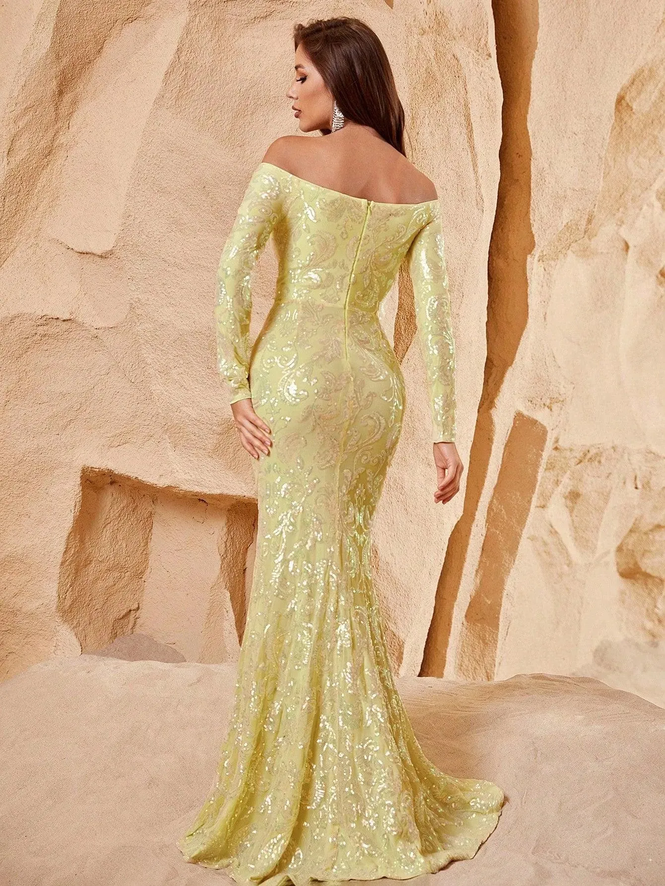 Off Shoulder Long Sleeve Mermaid Prom Dresses