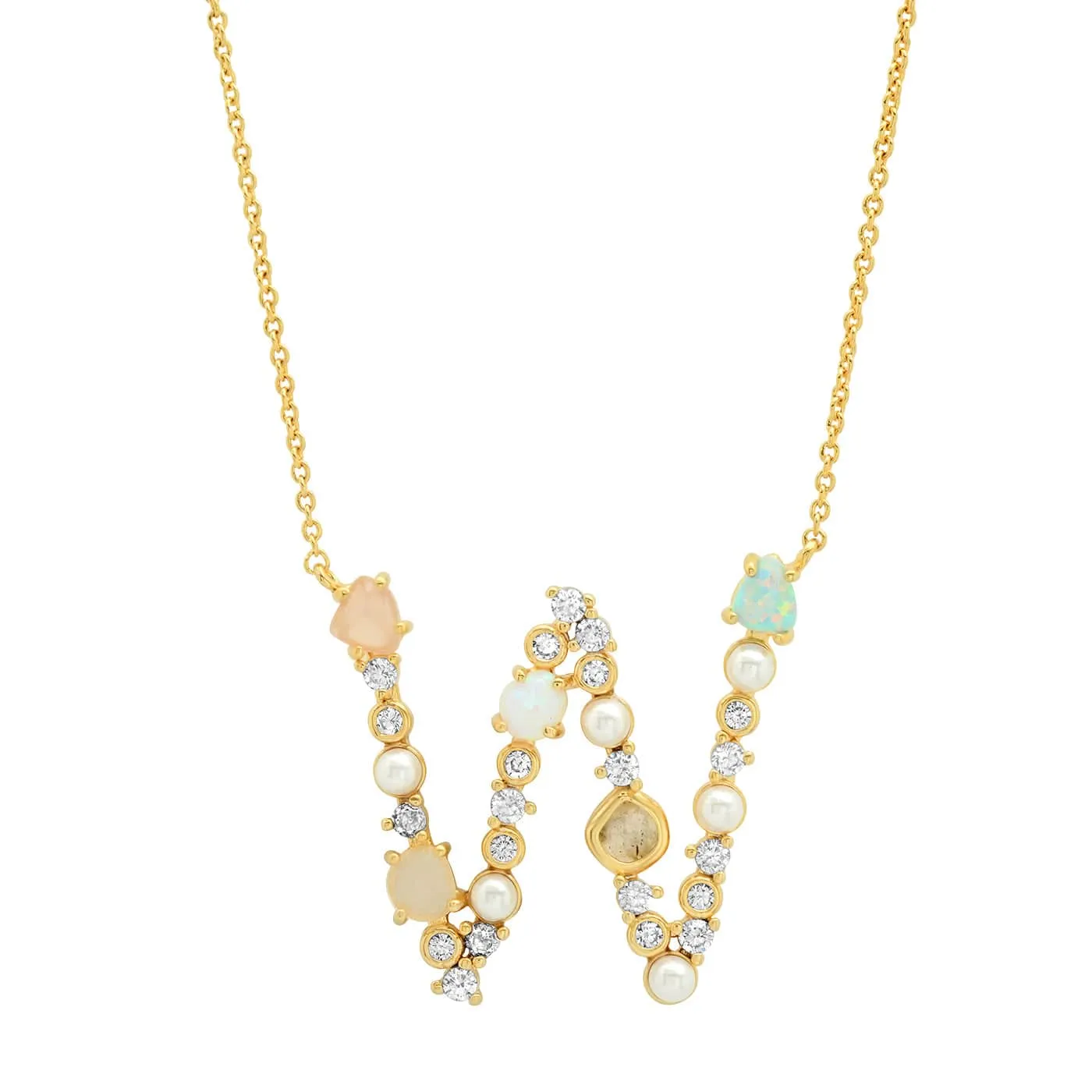 Opal Stone Monogram Necklace