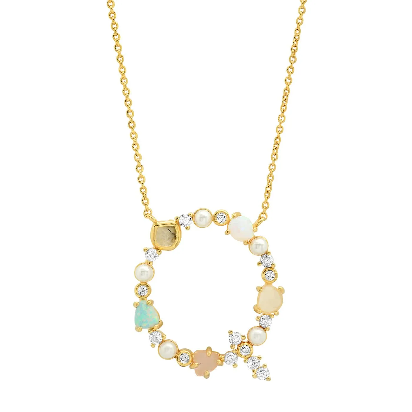 Opal Stone Monogram Necklace