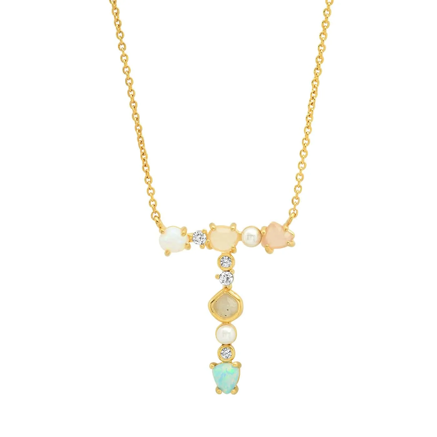 Opal Stone Monogram Necklace