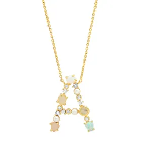 Opal Stone Monogram Necklace