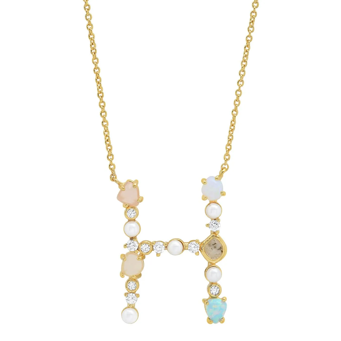 Opal Stone Monogram Necklace