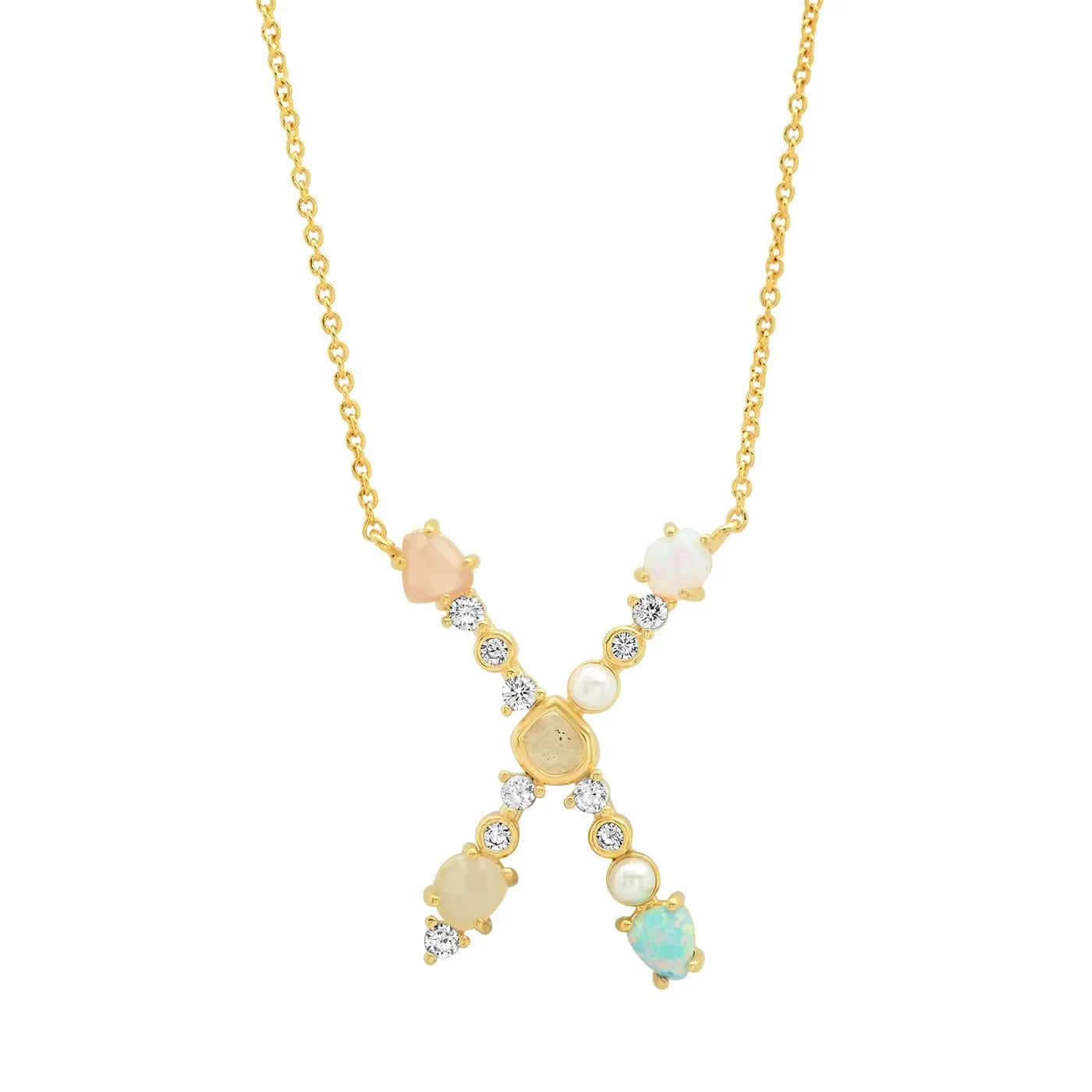 Opal Stone Monogram Necklace