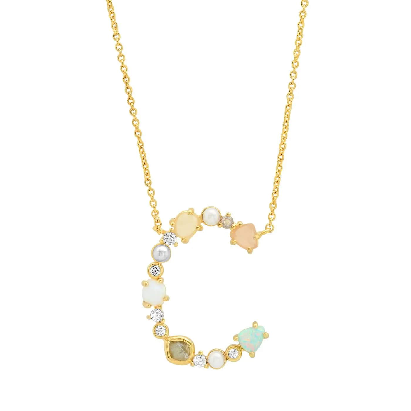 Opal Stone Monogram Necklace