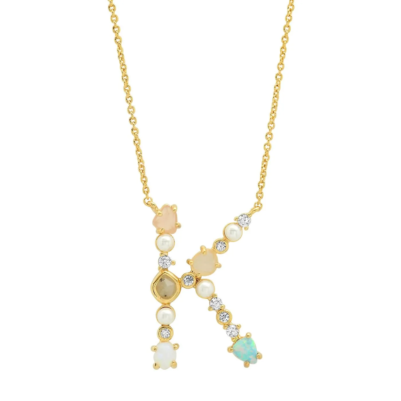 Opal Stone Monogram Necklace