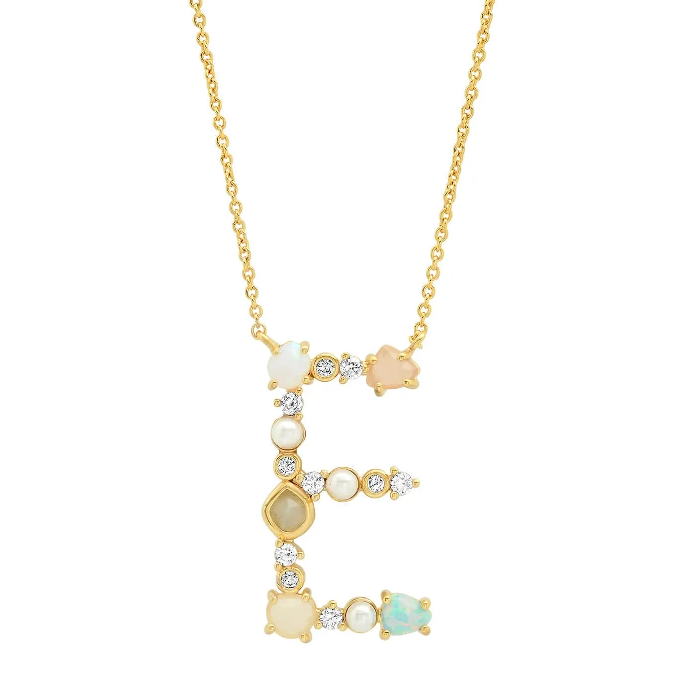 Opal Stone Monogram Necklace