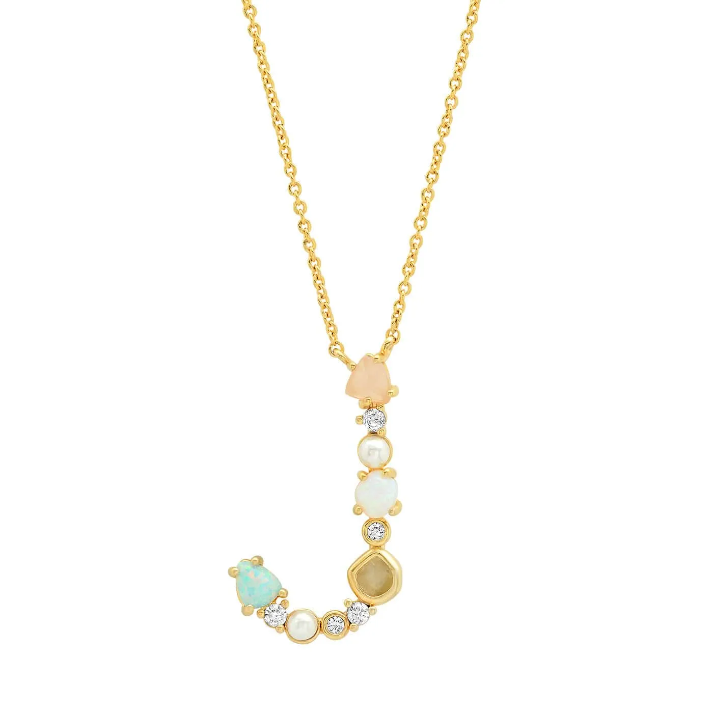 Opal Stone Monogram Necklace