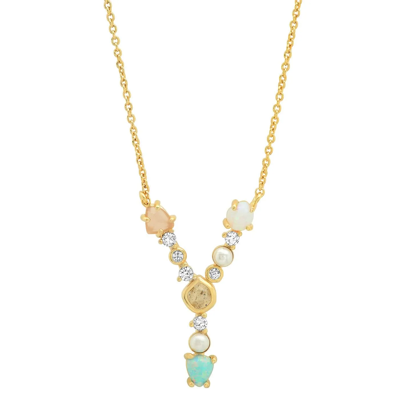 Opal Stone Monogram Necklace