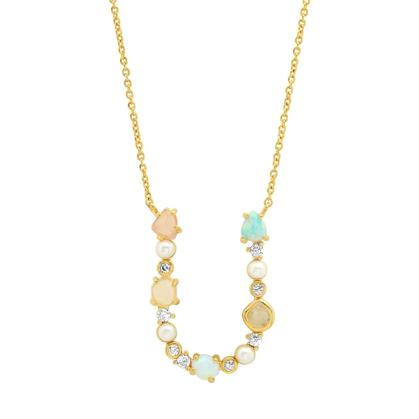 Opal Stone Monogram Necklace